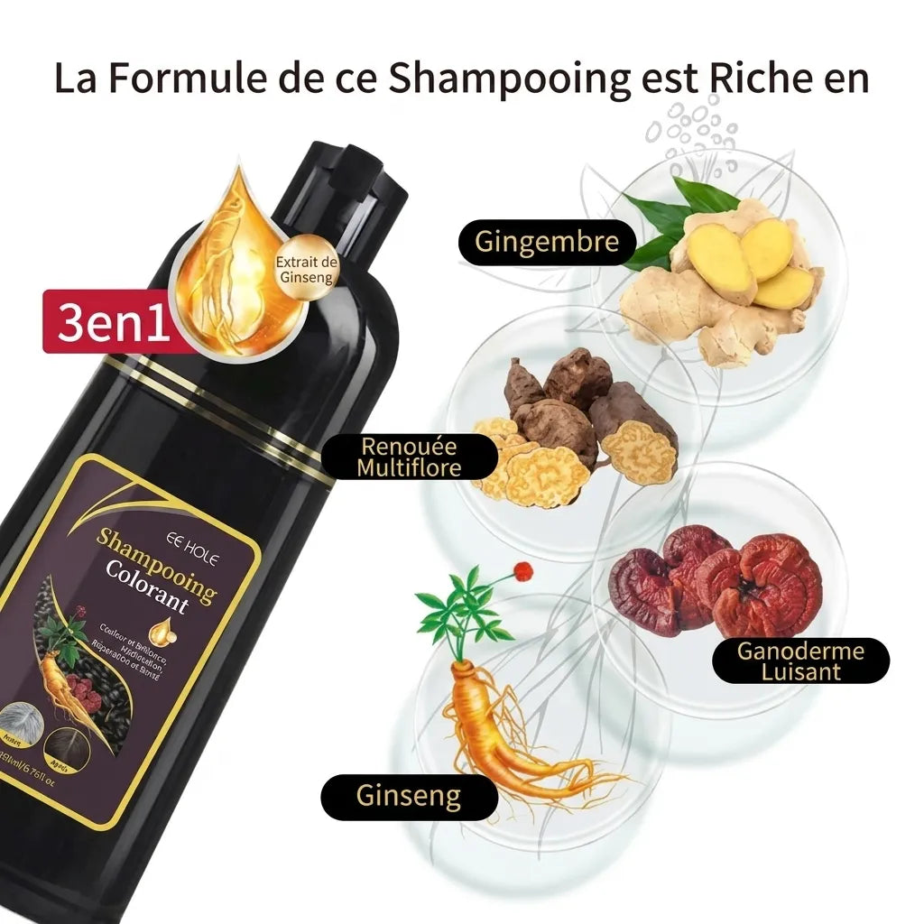 Shampoing réparateur et colorant pour cheveux noirs | Veiggara
