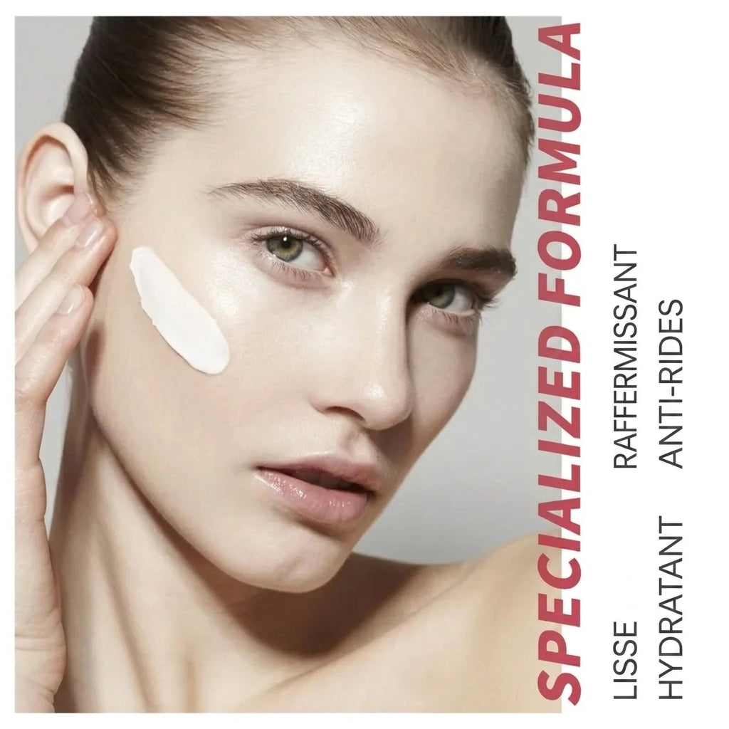 Crème visage au rétinol, collagène et acide hyaluronique – Élimine les cernes, réduit les rides, illumine et adoucit la peau.