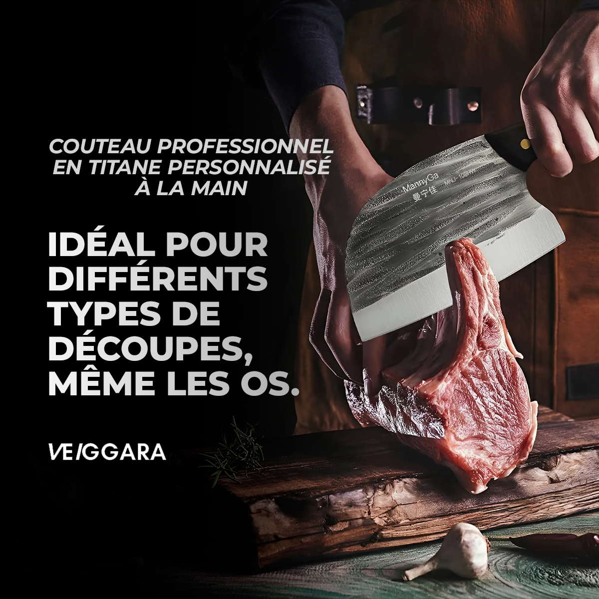 VEIGGARA | Couteau professionnel en titane personnalisé à la main