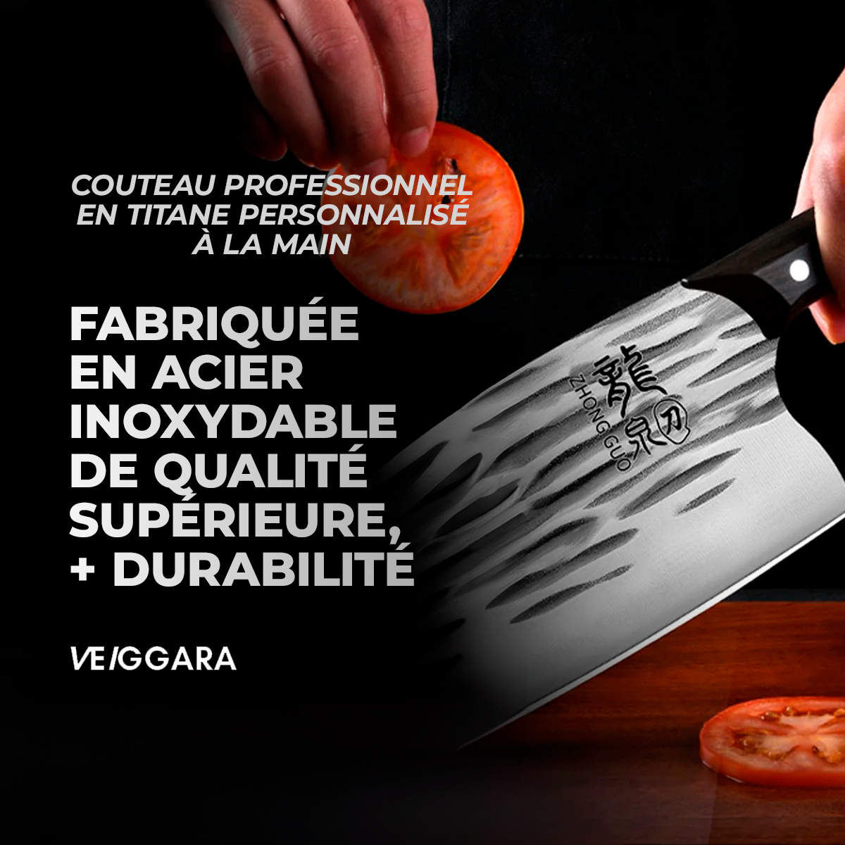 VEIGGARA | Couteau professionnel en titane personnalisé à la main