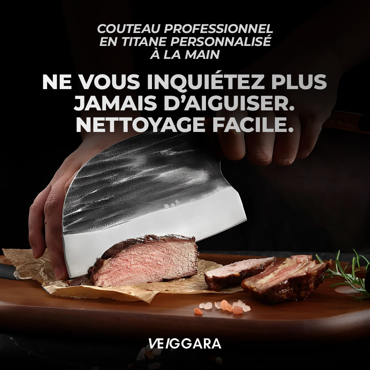 VEIGGARA | Couteau professionnel en titane personnalisé à la main