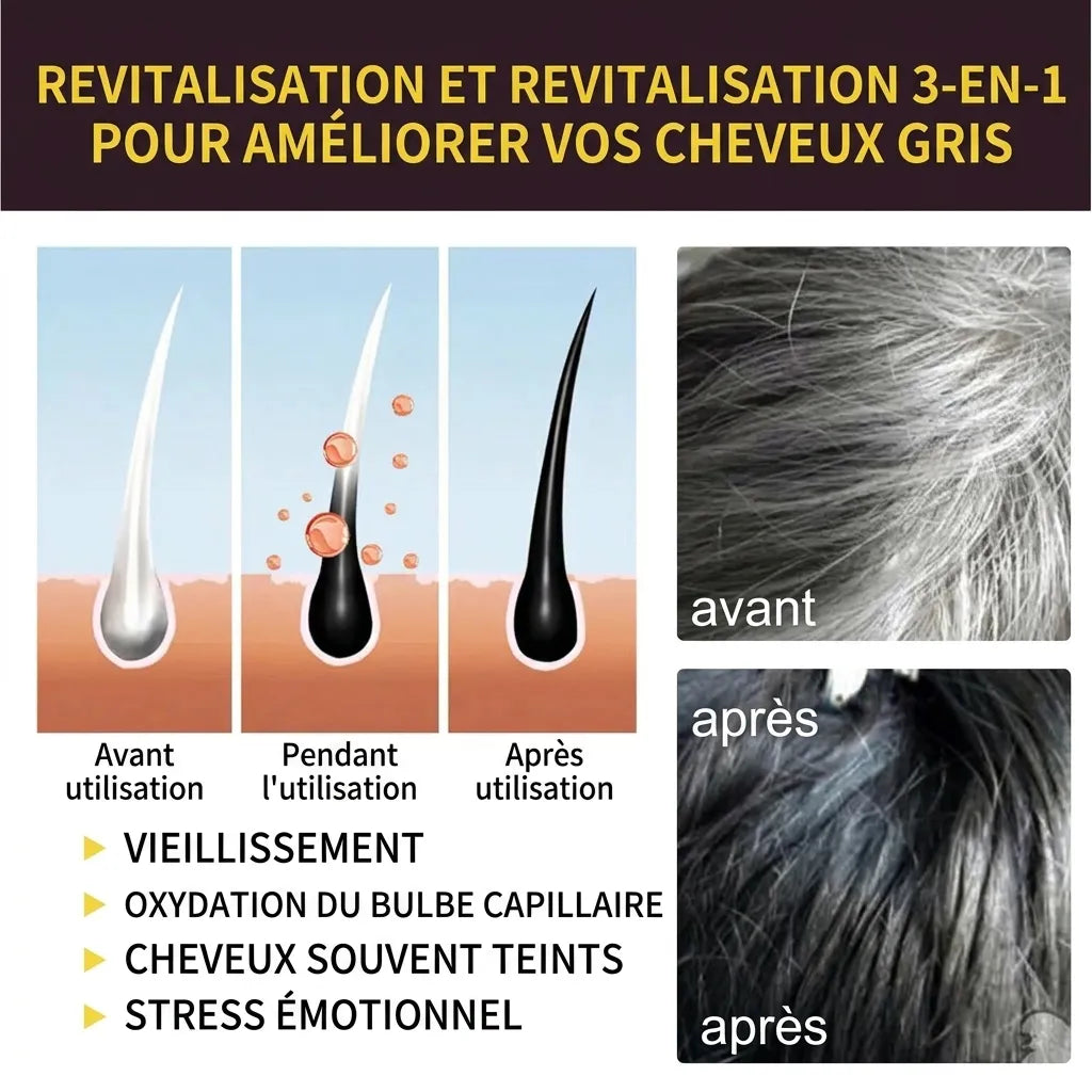 Shampoing réparateur et colorant pour cheveux noirs | Veiggara