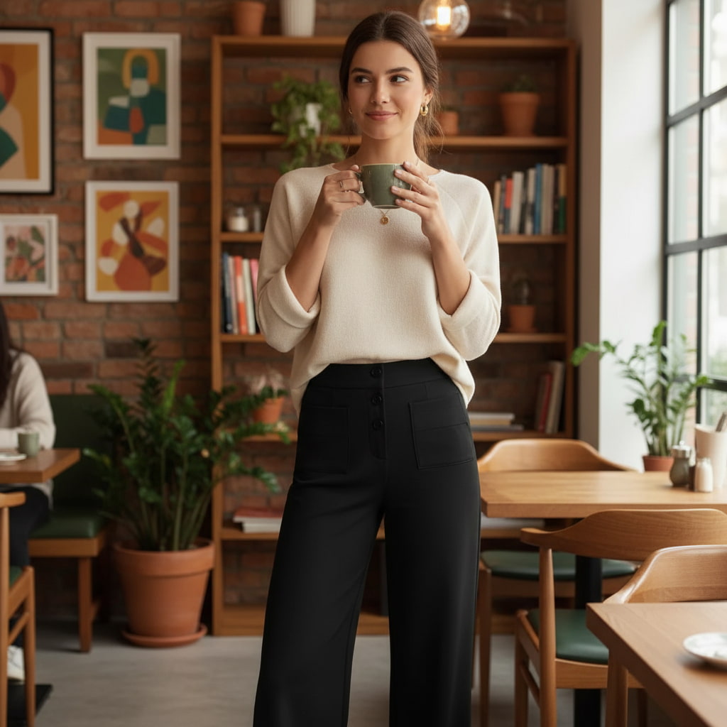 VEIGGARA | Pantaloni casual a vita alta